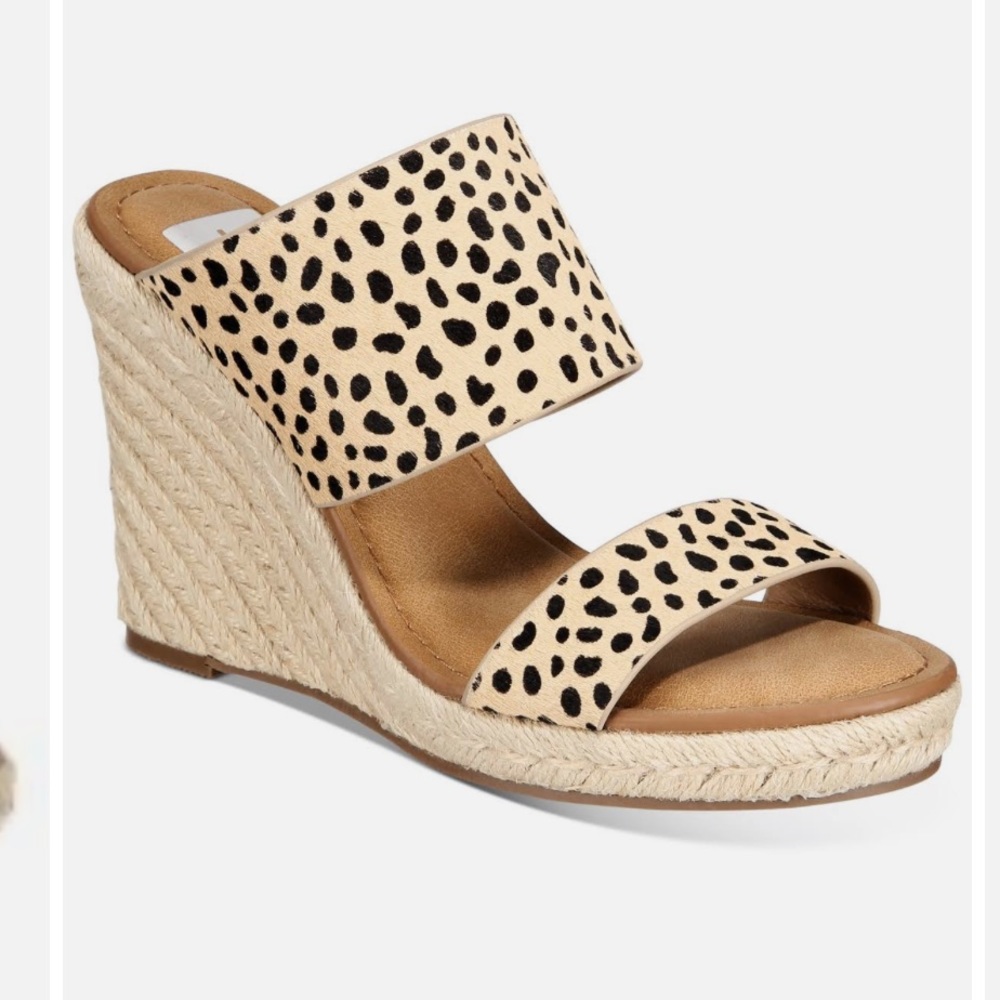 DV by DOLCE VITA Womens Lotty Espadrille Cheetah Animal Print Fur Sandals Tan 9